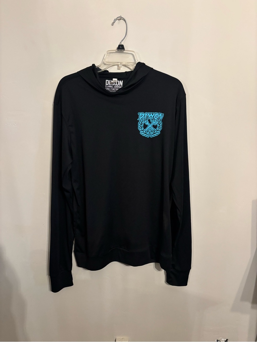 DIXXON Black Long-Sleeve Hooded Shirt with Teal Crest